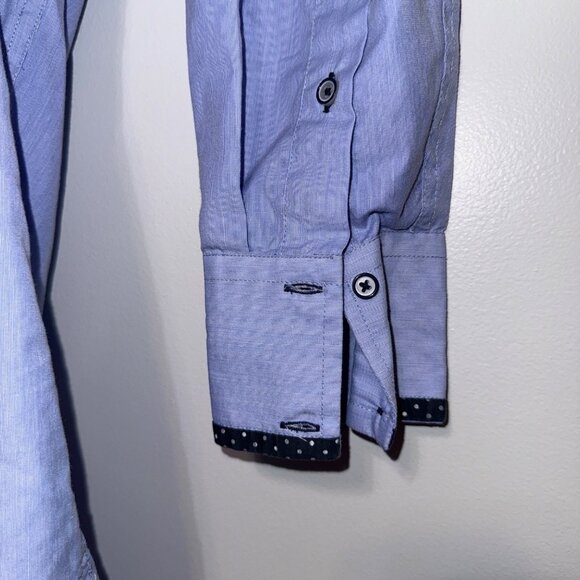 Swade Platinum Mens Long Sleeve Button-Down Shirt/ Paisley & Polka Dot Collar - Picture 5 of 6